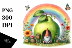 Gnome House Rainbow Colorful Flowers | Clipart Product Image 1