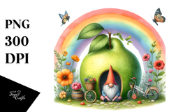 Gnome House Rainbow Colorful Flowers | Clipart Product Image 1