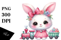 Vibrant Baby Bunny with Train PNG Product Image 1