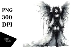 Washed Watercolor Gothic Fairy PNG Product Image 1
