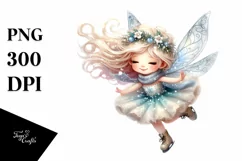 Cute Fairy Tumbling with Snow Flakes PNG Product Image 1