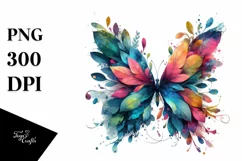 Vibrant Butterfly with Plant Leaves, PNG Product Image 3