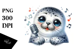 cute Baby Seal Singer PNG Product Image 1
