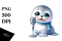 cute Baby Seal Singer PNG Product Image 1