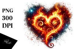 Glossy Fire Heart, Transparent PNG Product Image 1