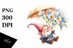 Floating Gnome Freesia Parachute | Sublimation | Clipart Product Image 1