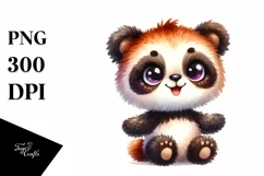 Vibrant Colorful Brownish Sewed Plush Panda Clipart Product Image 1