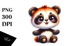 Vibrant Colorful Brownish Sewed Plush Panda Clipart Product Image 1