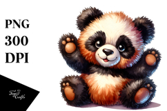 Vibrant Colorful Brownish Sewed Plush Panda Clipart Product Image 1