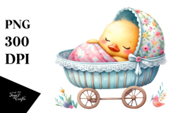 colorful duck sleeping in a cradle | Sublimation Clipart Product Image 1