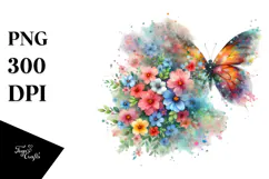 Butterfly Watercolor Painting with Splashes Made of Spring Product Image 1
