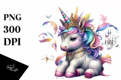 Colorful Baby Unicorn at Mardi Gras Parade, Transparent PNG Product Image 1