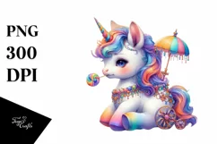 Colorful Baby Unicorn at Mardi Gras Parade, Transparent PNG Product Image 1