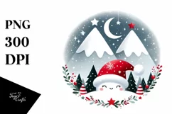 Cute Christmas Snowy Mountains Digital Painting Product Image 1