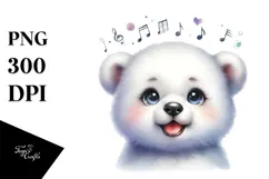 cute Baby Polar Bear Singer PNG Product Image 1
