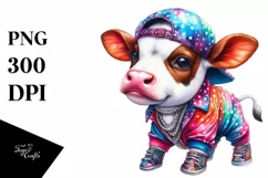 Colorful Baby Cow in Dancer's Outfit, Transparent PNG Product Image 1