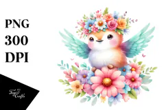 Pastel Hummingbird Flower Crown Clipart Product Image 1