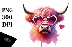 Highland Cow Heart Shaped Sunglasses Heart Sign Pink Product Image 1