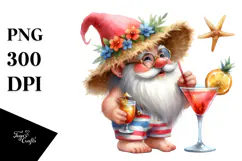 Whimsical Gnome in Beachwear, PNG Product Image 1