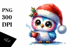 Expressive Baby Owl in Santa Hat PNG Product Image 3