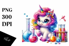 Colorful Baby Unicorn with Beakers and Test Tubes, Product Image 1