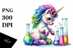Baby Unicorn with Beaker and Test Tubes, PNG Image Product Image 1