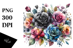 Colorful Black Roses, PNG Product Image 1