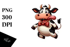 Whimsical Cartoon Cow with Bow Tie PNG Product Image 1