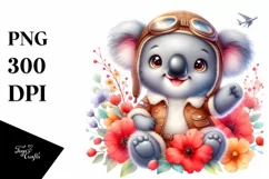 Colorful Baby Koala in Aviator Suit | Clipart Product Image 1