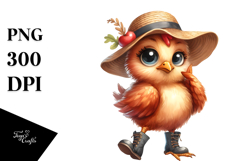 Chicken with Sun Hat and Boots | Expressive Clipart Product Image 1