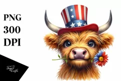 Shy Highland Cow with Flower | Clipart Product Image 3