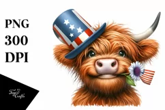 Shy Highland Cow with Flower | Clipart Product Image 1