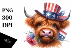 Shy Highland Cow with Flower | Clipart Product Image 3