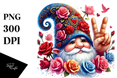 Valentines Gnome Roses Victory PNG Product Image 1