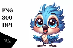 Colorful Baby Blue Jay Smiling | Sublimation Clipart Product Image 3