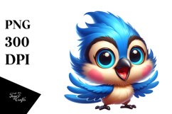 Colorful Baby Blue Jay Smiling | Sublimation Clipart Product Image 3