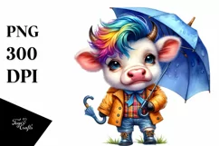 Cute Baby Cow Playing PNG Product Image 1