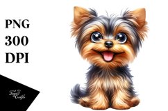Crazy Yorkshire Terrier Funny Watercolor | Clipart Product Image 1