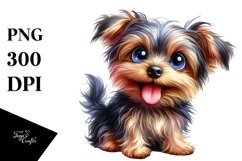 Crazy Yorkshire Terrier Funny Watercolor | Clipart Product Image 1