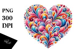 Colorful Heart Watercolor PNG Product Image 1