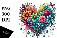 Colorful Heart Watercolor PNG Product Image 1