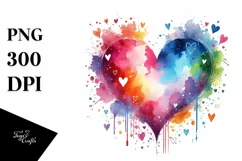 Colorful Heart Watercolor PNG Product Image 1