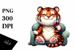 Funny Tiger of Wine Clipart Product Image 1