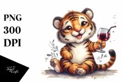 Funny Tiger of Wine Clipart Product Image 1