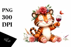 Funny Tiger of Wine Clipart Product Image 3
