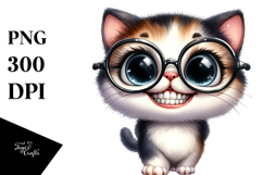 Watercolor Cat with es | Expressive Clipart Product Image 1