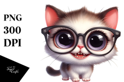 Watercolor Cat with es | Expressive Clipart Product Image 1