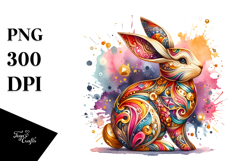 Colorful Wooden Bunny PNG Product Image 1
