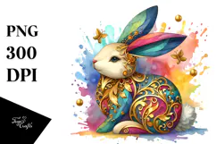 Colorful Wooden Bunny PNG Product Image 1