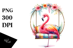 Colorful Flamingo on Swing Chair | Sublimation Clipart Product Image 1